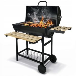 GRILL WĘGLOWY OGRODOWY 2RUSZTY KÓŁKA TERMOMETR PÓŁKI BBQ1008